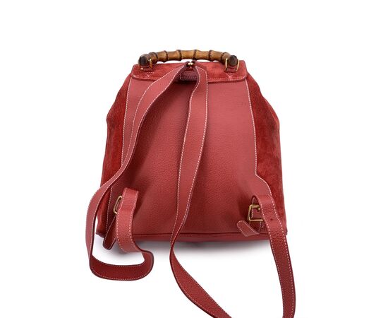 GUCCI Zaino Vintage in Camoscio Col. Rosso Bamboo M