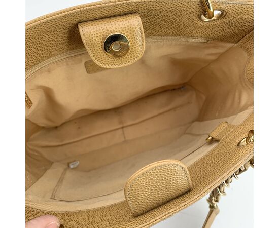 CHANEL Borsa Shopper in Pelle Col. Beige Petite Shopping Tote M CHANEL Borsa Shopper in Pelle Col. Beige Petite Shopping Tote M