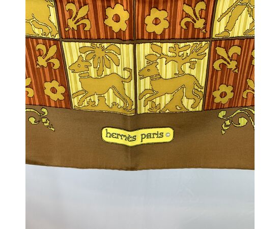 HERMES Foulard Vintage in Seta Col. Marrone Carre 90