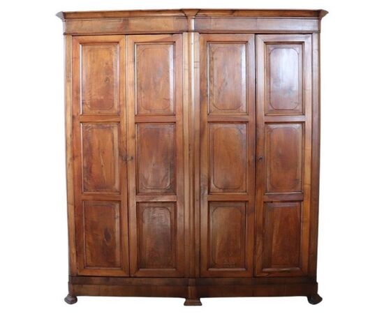 Large antique solid walnut wardrobe, 19th century Large antique solid walnut wardrobe, 19th century