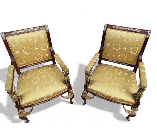 COPPIA DI POLTRONE IN MOGANO - FRANCIA - NAPOLEONE III