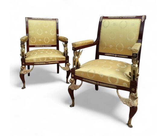 COPPIA DI POLTRONE IN MOGANO - FRANCIA - NAPOLEONE III