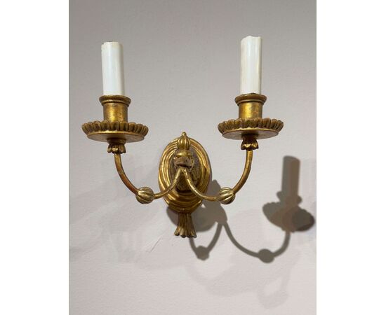 PAIR OF GILDED WOOD SCONCES SECOND HALF 19TH CENTURY PAIR OF GILDED WOOD SCONCES SECOND HALF 19TH CENTURY