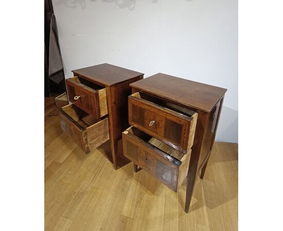 PAIR OF NEOCLASSICAL INLAID BEDSIDE TABLES, LATE 18TH CENTURY