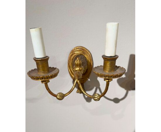 PAIR OF GILDED WOOD SCONCES SECOND HALF 19TH CENTURY PAIR OF GILDED WOOD SCONCES SECOND HALF 19TH CENTURY