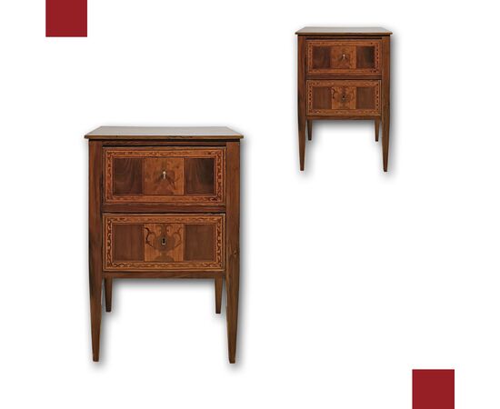 PAIR OF NEOCLASSICAL INLAID BEDSIDE TABLES, LATE 18TH CENTURY