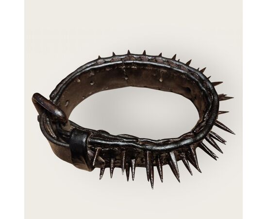 18th century leather and wrought iron mastiff dog collar 18th century leather and wrought iron mastiff dog collar