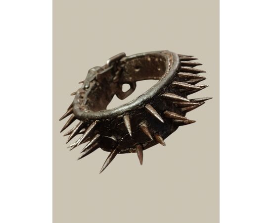 18th century leather and wrought iron mastiff dog collar 18th century leather and wrought iron mastiff dog collar