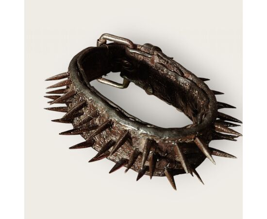 18th century leather and wrought iron mastiff dog collar 18th century leather and wrought iron mastiff dog collar