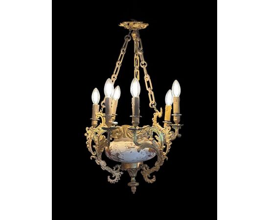 Gilt bronze chandelier.