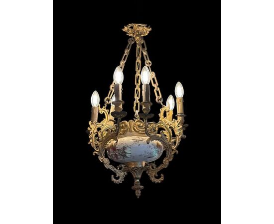 Gilt bronze chandelier.