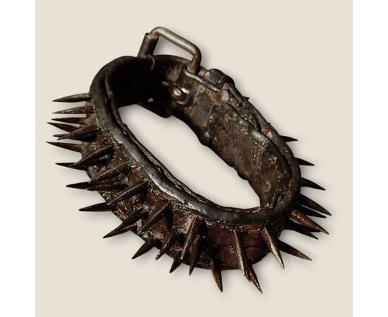 18th century leather and wrought iron mastiff dog collar 18th century leather and wrought iron mastiff dog collar