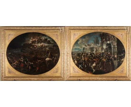 Night naval battle, Ilario Mercanti «lo Spolverini» (Parma, 1657 - 1734)