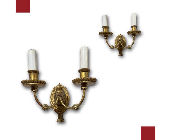 COPPIA DI APPLIQUES IN LEGNO DORATO SECONDA META’ XIX SECOLO COPPIA DI APPLIQUES IN LEGNO DORATO SECONDA META’ XIX SECOLO