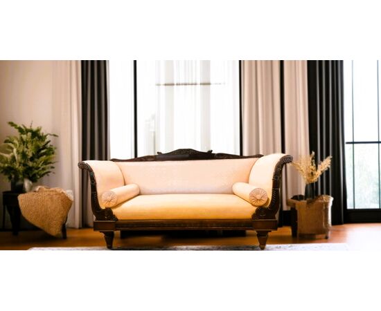 Divano Carlo X in noce massello