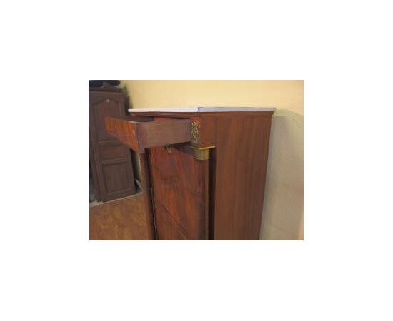 Empire style walnut secretaire with columns, 19th century, cm L96xP45xH147 Empire style walnut secretaire with columns, 19th century, cm L96xP45xH147