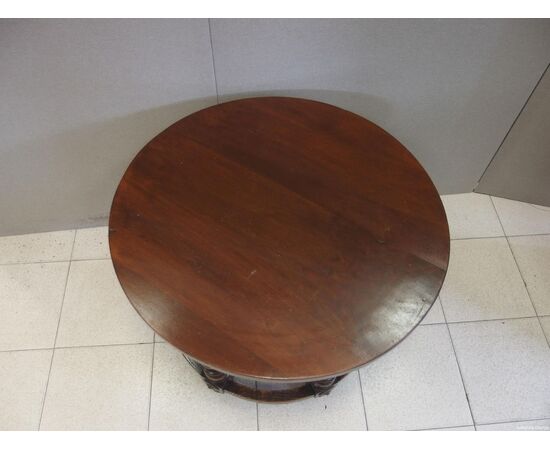 Round walnut coffee table, diameter 79xH59 cm
