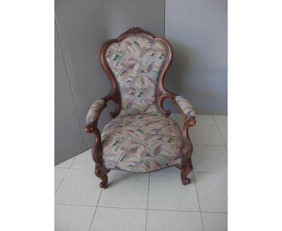 Louis Philippe style walnut armchair, 19th century, dimensions L72xP62xH98 cm