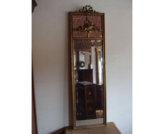 SPECCHIERA DORATA STILE LUIGI XVI EPOCA 800 cm L45xH156