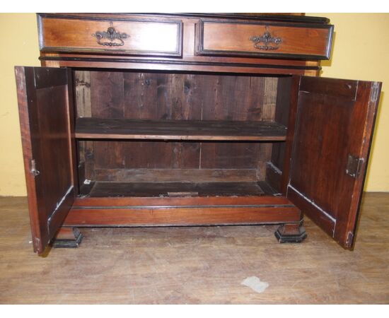 CREDENZA CON ALZATA IN CILIEGIO EPOCA 800 PIEMONTESE cm L120xP57xH218