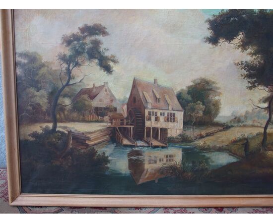 DIPINTO OLIO SU TELA DI PAESAGGIO EPOCA 800 cm 167xH115 DIPINTO OLIO SU TELA DI PAESAGGIO EPOCA 800 cm 167xH115