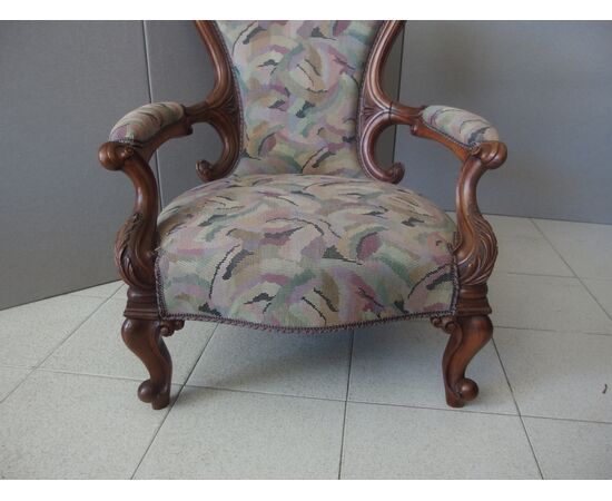 Louis Philippe style walnut armchair, 19th century, dimensions L72xP62xH98 cm