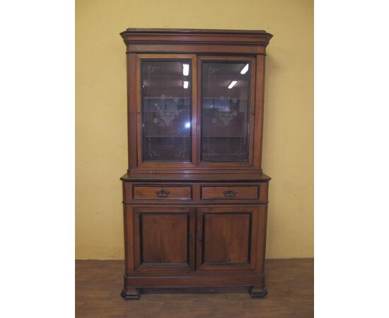 CREDENZA CON ALZATA IN CILIEGIO EPOCA 800 PIEMONTESE cm L120xP57xH218