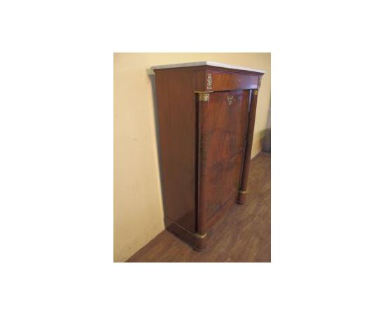Empire style walnut secretaire with columns, 19th century, cm L96xP45xH147 Empire style walnut secretaire with columns, 19th century, cm L96xP45xH147