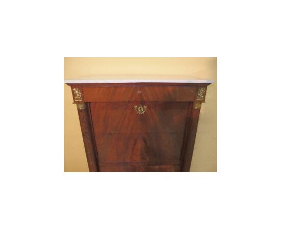 Empire style walnut secretaire with columns, 19th century, cm L96xP45xH147 Empire style walnut secretaire with columns, 19th century, cm L96xP45xH147