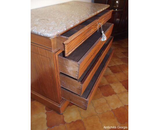 Inlaid chest of drawers, Charles X style, 19th century