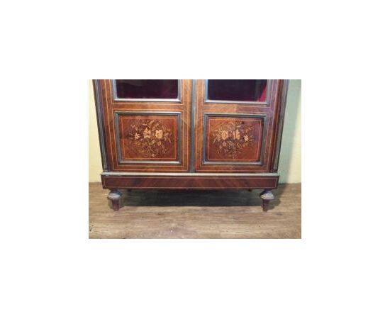 VETRINA A DUE PORTE CON INTARSI STILE NAPOLEONE III cm L94xP36xH163