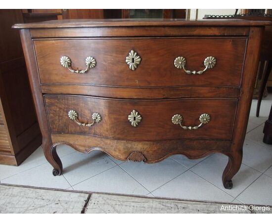 PROVENCAL STYLE WALNUT CHEST OF DRAWERS WITH TWO DRAWERS, 18TH CENTURY, cm L119xW58xH90