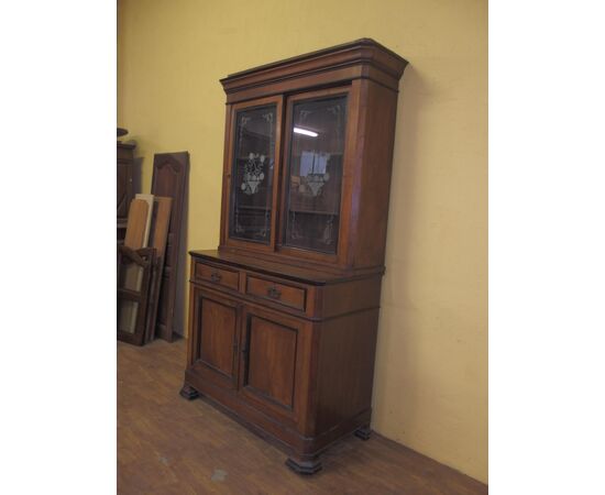 CREDENZA CON ALZATA IN CILIEGIO EPOCA 800 PIEMONTESE cm L120xP57xH218