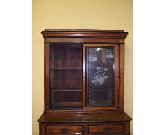 CREDENZA CON ALZATA IN CILIEGIO EPOCA 800 PIEMONTESE cm L120xP57xH218