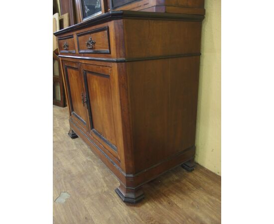 CREDENZA CON ALZATA IN CILIEGIO EPOCA 800 PIEMONTESE cm L120xP57xH218