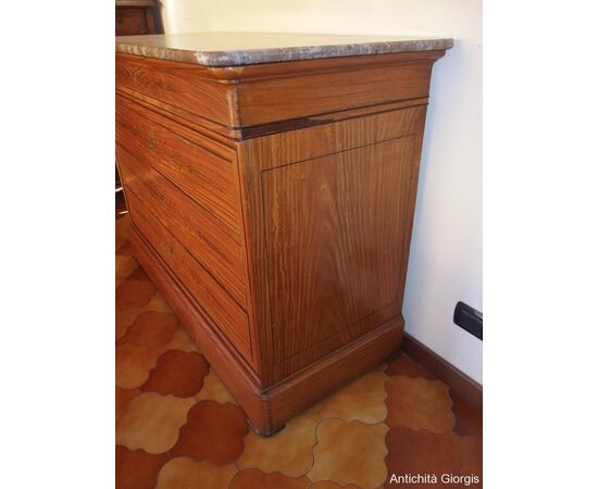 Inlaid chest of drawers, Charles X style, 19th century