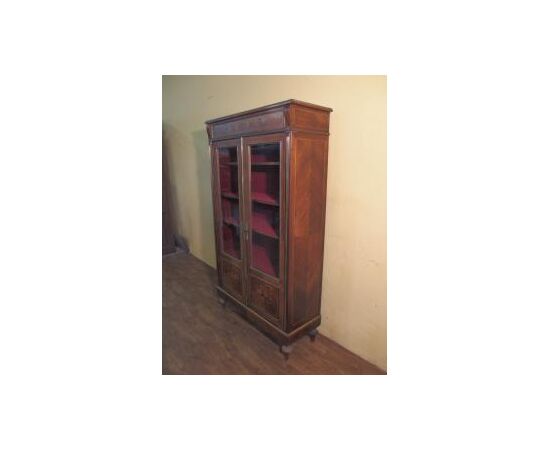 VETRINA A DUE PORTE CON INTARSI STILE NAPOLEONE III cm L94xP36xH163