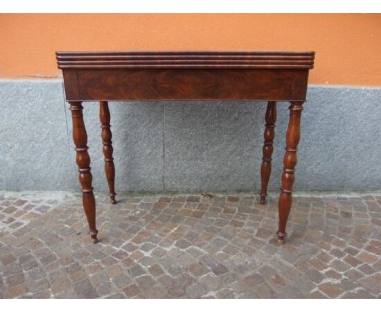 Empire style game table in mahogany feather from the 1800s, cm L86xP43xH74