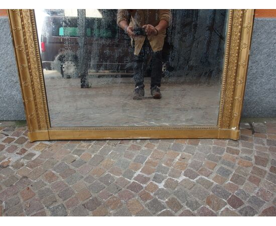 SPECCHIERA-CAMINIERA DORATA STILE IMPERO EPOCA 800 FRANCIA cm L 111xH156