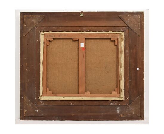 QUADRI ANTICHI, QUADRI MARE, MARINA CON VELIERO, PITTURA AD OLIO SU TELA, DELL'800. (QM701)