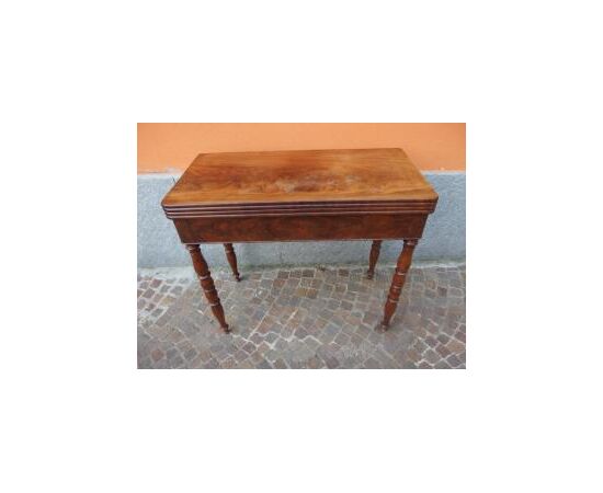 Empire style game table in mahogany feather from the 1800s, cm L86xP43xH74
