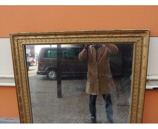 SPECCHIERA-CAMINIERA DORATA STILE IMPERO EPOCA 800 FRANCIA cm L 111xH156