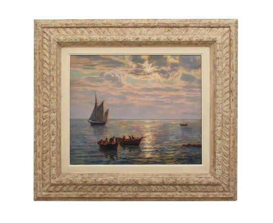QUADRI ANTICHI, QUADRI MARE, MARINA CON VELIERO, PITTURA AD OLIO SU TELA, DELL'800. (QM701) QUADRI ANTICHI, QUADRI MARE, MARINA CON VELIERO, PITTURA AD OLIO SU TELA, DELL'800. (QM701)