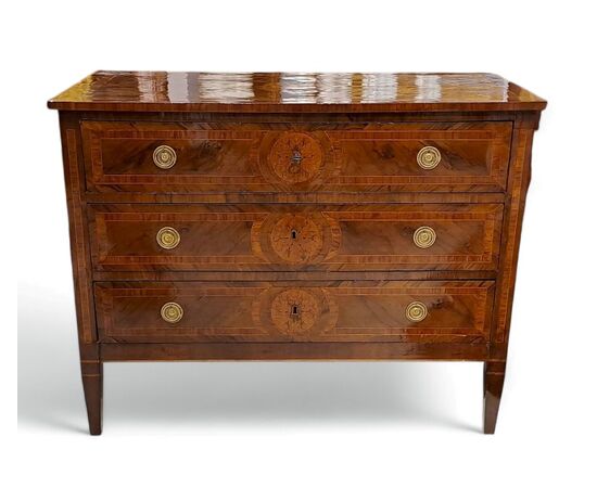 INLAID CHEST OF DRAWERS - LOMBARDY - LOUIS XVI INLAID CHEST OF DRAWERS - LOMBARDY - LOUIS XVI