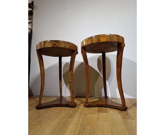 PAIR OF DIRECTOIRE STYLE MARQUETRY TABLES, LATE 18TH CENTURY
