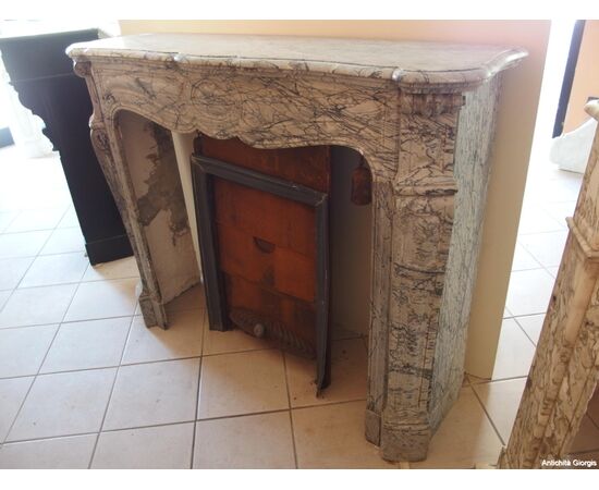 LOUIS XVI POMPADOUR STYLE GRAY MARBLE FIREPLACE FRANCE cm L134xW37xH108 LOUIS XVI POMPADOUR STYLE GRAY MARBLE FIREPLACE FRANCE cm L134xW37xH108