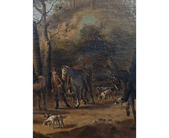 DIPINTO CON SCENA DI CACCIA META’ XVIII SECOLO DIPINTO CON SCENA DI CACCIA META’ XVIII SECOLO