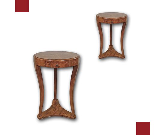 PAIR OF DIRECTOIRE STYLE MARQUETRY TABLES, LATE 18TH CENTURY