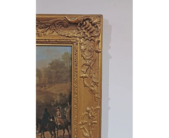 DIPINTO CON SCENA DI CACCIA META’ XVIII SECOLO