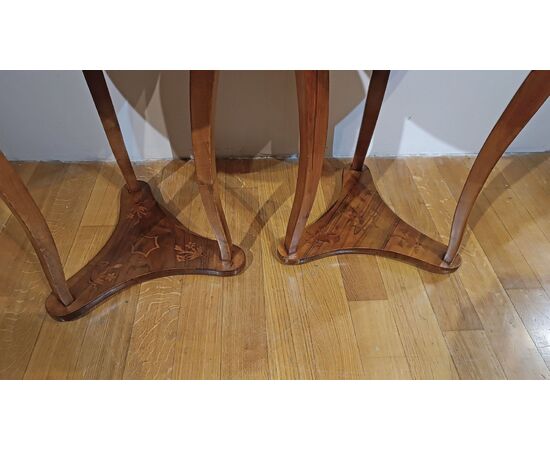 PAIR OF DIRECTOIRE STYLE MARQUETRY TABLES, LATE 18TH CENTURY